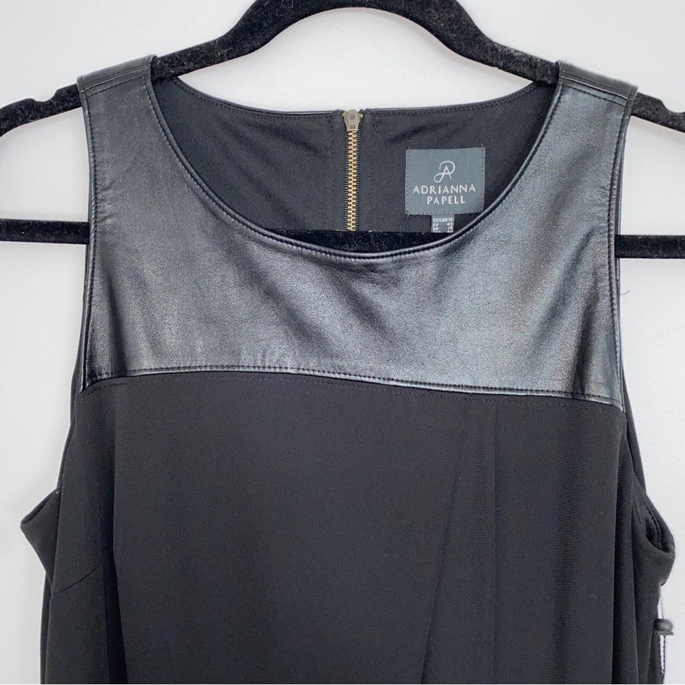 NWT Adrianna Papell Black Tank Dress With Faux Leather Upper Panel - Picture 3 of 5